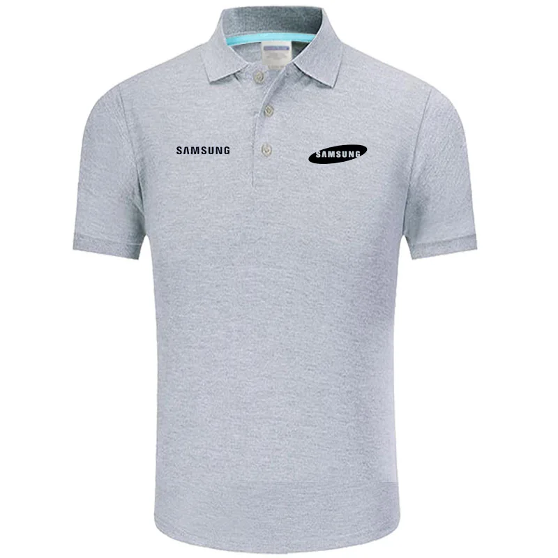 

Мужская хлопковая рубашка-поло с коротким рукавом и логотипом Samsung