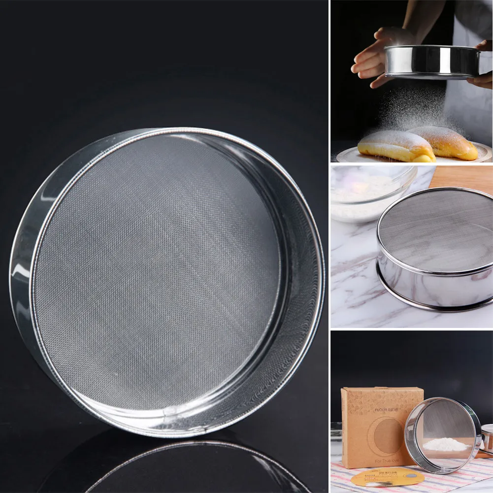 

Polishing Fine Mesh Flour Sifter With Hooks Round Stainless Steel Screen Cloth Strainer Sifters Kitchen Baking Tools