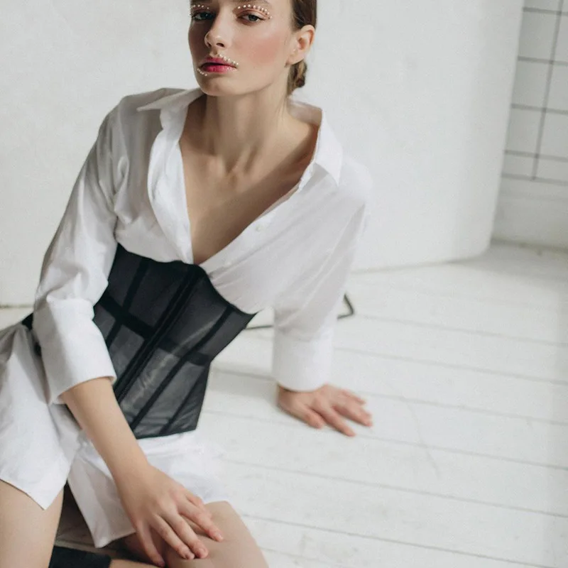 

Crop Top Nice Women Sexy Summer Bandage Club Short Wrap Lace Up Breasted Corset Ladies White Tank Tops Party