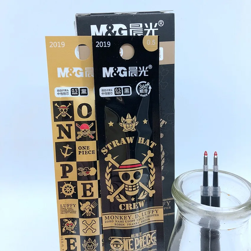 6 шт./лот) M& G one piece Аниме гелевая ручка заправка 0,5 мм нейтральные чернила черные 11 см Канцелярские Принадлежности для офиса и школы Пишущие принадлежности M2019