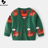 new 2021 kids boys autumn winter cardigans sweater fashion cartoon v neck knitted jumper sweaters tops children cardigans