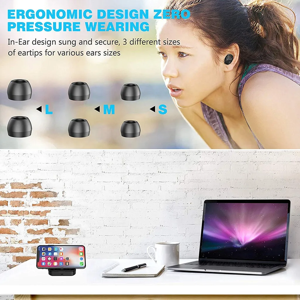 

Wireless Headphones Bluetooth 5.0 Earphones True Tws In-ear Earbuds Sweatproof Mini Headset Stereo Sound Sport Earpiece