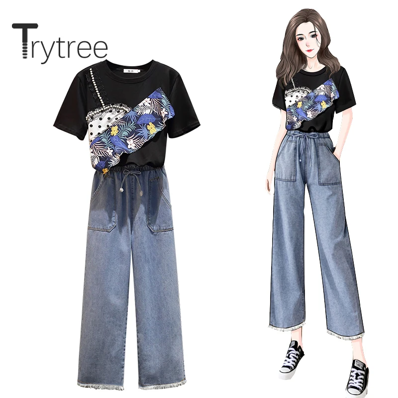Trytree 2020 летний женский комплект из двух предметов повседневный топ с круглым