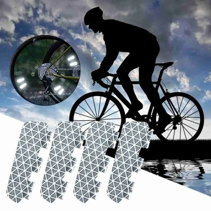 

New 4Pcs/Set Bike Reflective Sticker Wheel Spoke Reflector Safety Warning Lights Bicycle Accessories MTB Bike Reflective Sticker