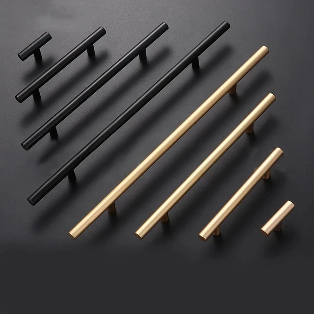 2 шт. матовый черного и золотого цвета прямые шкаф ручки Нержавеющая сталь Кухня