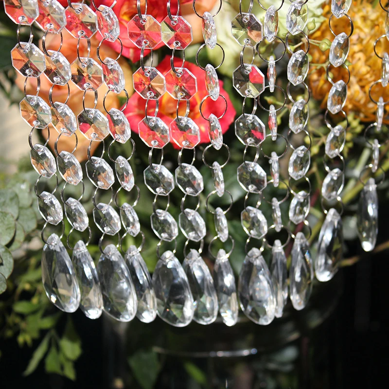 60 Strings of 17.5CM Acrylic Teardrop Crystal Pendant Transparent Garland Curtain Chandelier Pendant Wedding Party Decoration