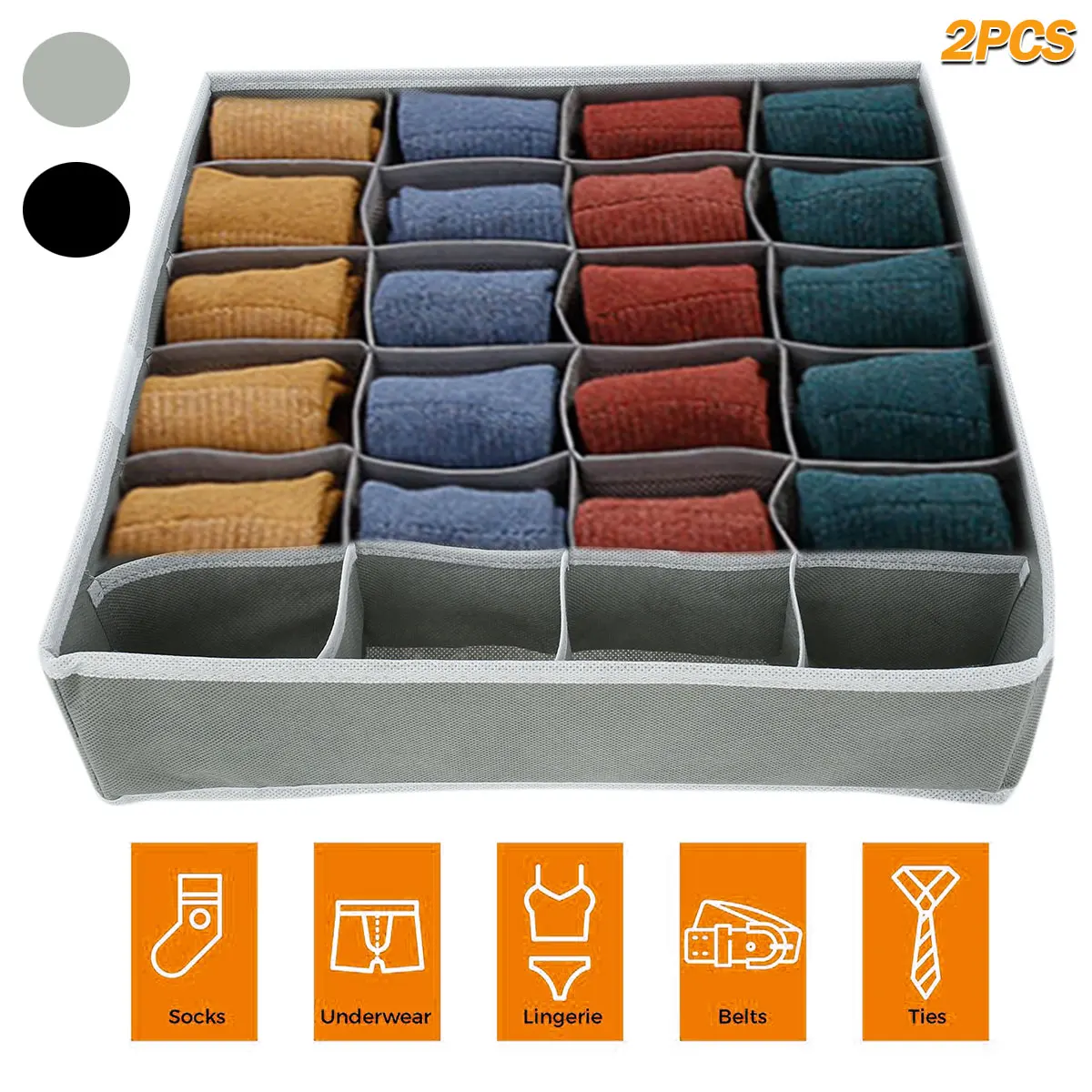 

2Pcs Clothes Drawer Organisers Divider Foldable Wardrobe Organiser With 24 Cells Non-woven Fabric Drawer Divider Underwear Boxes