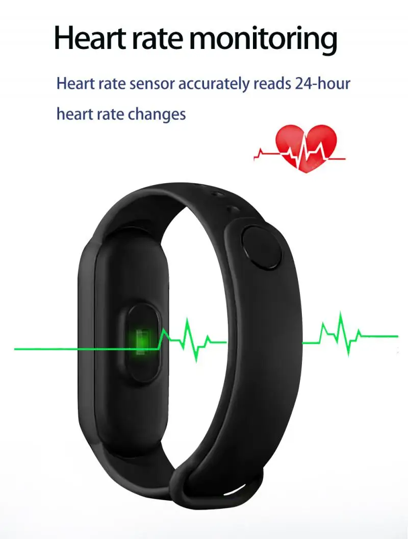 

R53-1 rong li Bluetooth Fitness Bracelet Men Women Tracker Sports Band Pedometer Heart Rate