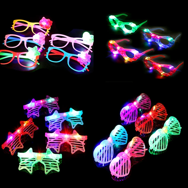 

12PCS Glow Glasses Rave Glow Party Sunglasses Led Neon Blinds Glasses Decoration Party For Wedding Carnival Festival Accessories