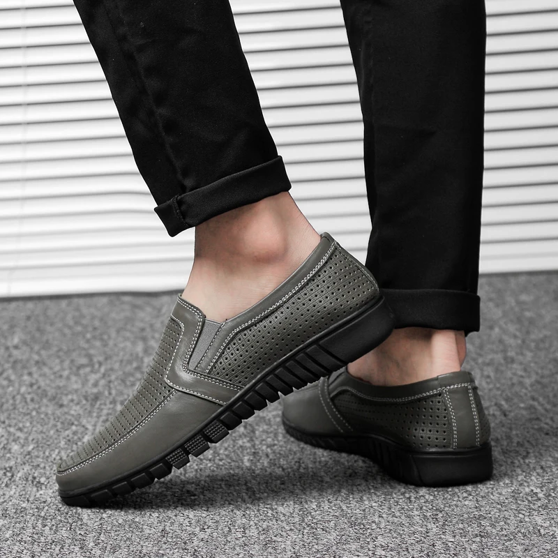 Мужская повседневная обувь из натуральной кожи Большие размеры 38-48 Лоферы