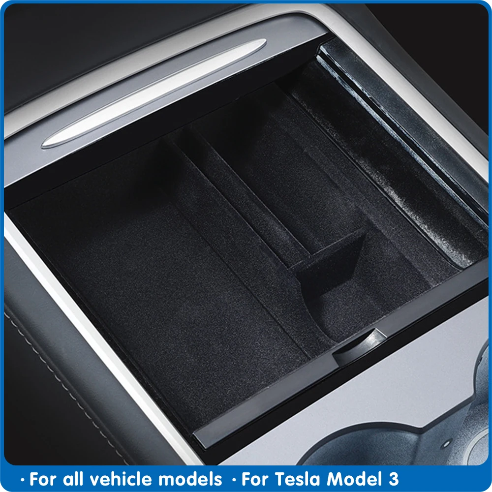 

Model3 Автомобильная Центральная коробка для хранения для Tesla Model 3 Аксессуары 2021 центральная консоль флокирующий Органайзер контейнеры Modelthree