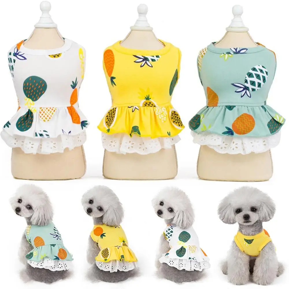 Модная хлопковая одежда для домашних животных милое платье с фруктовым узором