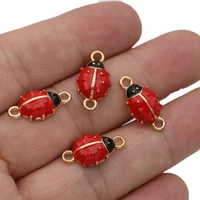 5pcs gold plated enamel beetle charm connector for jewelry making bracelet diy craft findings accessories