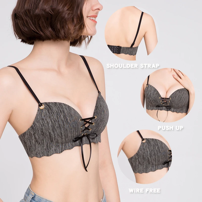 

Female Bralette Beauty Back Lingerie Ladies Super Push-up Bra Sexy Seamless Underwear for Women No Steel Ring Lingerie