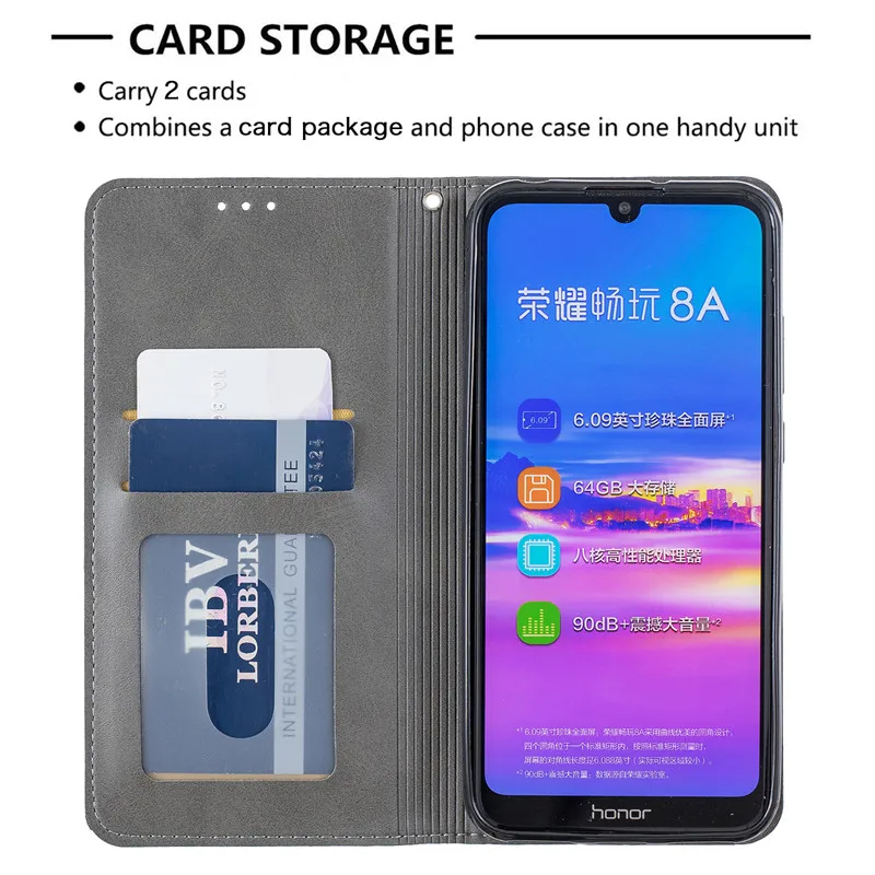 Huawei Y6 Case Magnetic Leather Slim Case na for Huawei Y6 Y 6 Pro Prime Y6Prime Flip Stand Business Phone Cover