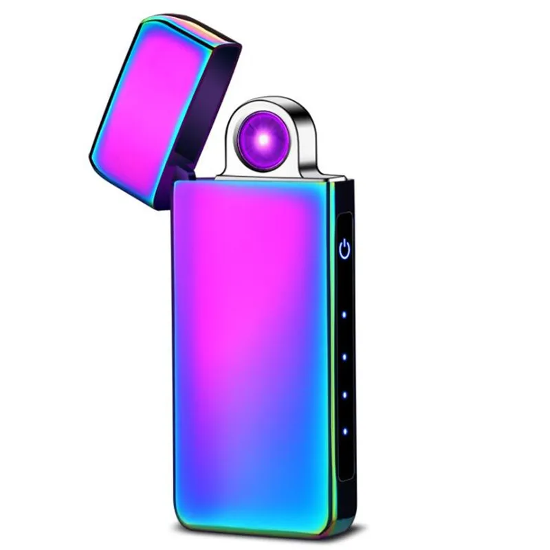 Дизайн вращающаяся дуговая Зажигалка сенсорная USB зарядка электронная плазменная ветрозащитная электрическая зажигалка - Цвет: Rainbow