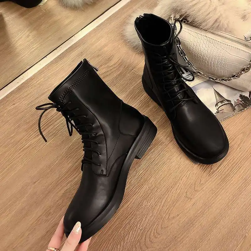 

Vichelo Hot winter basic shoes women keep warm genuine leather round toe med heel concise style young lady mid-calf boots L5f2