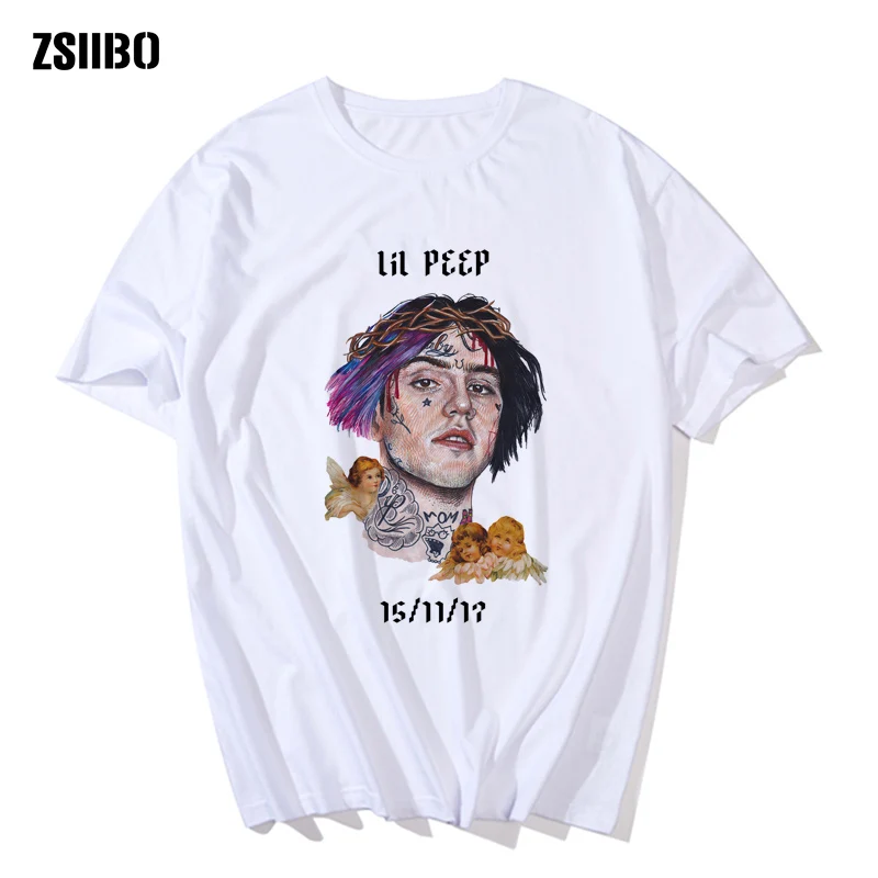 Streetwear Men'S Short Sleeve man's T-shirt Lil Peep printing Hip Hop Clothing lil peep Casual fashion Top off white | Мужская
