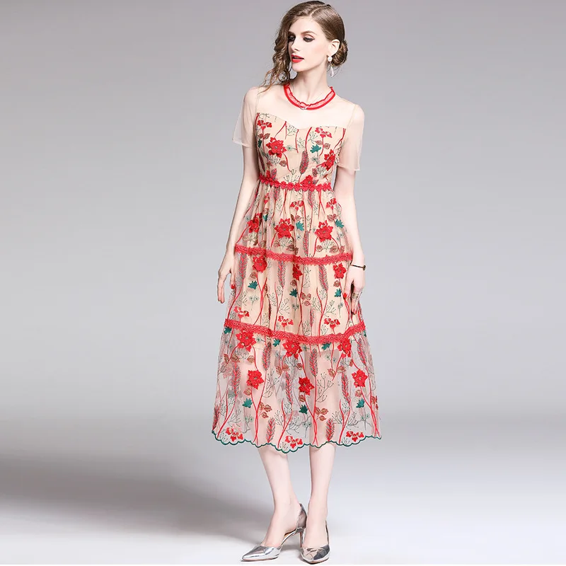 Женское длинное вечернее платье HAMALIEL подиумное винтажное Сетчатое с цветочной