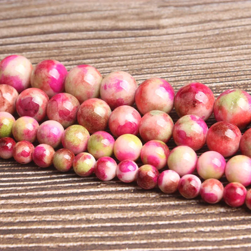 Lan Li fashion natural Jewelry Peach colorful jades Loose beads DIY woman bracelet necklace ear stud accessories | Украшения и