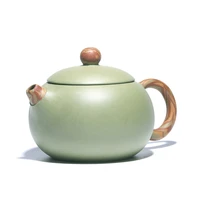 yixing handmade raw ore purple clay pot bean green sand ground mud single pot xishi pot hand drawn tea making pot tea set zb94