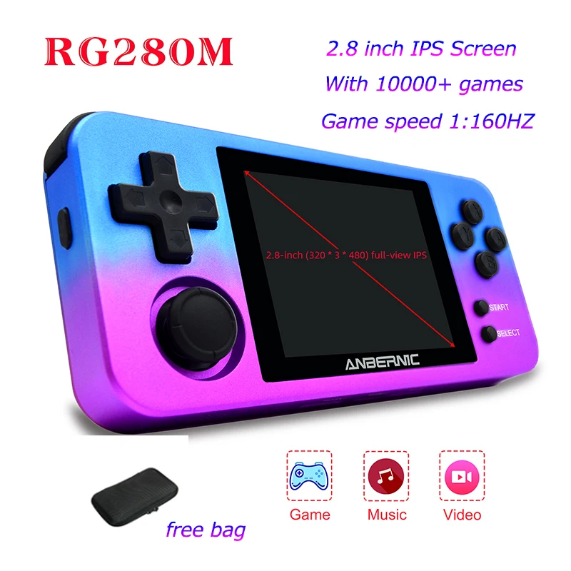 

RG280M Retro Handheld Game Console 2.8inch IPS Screen Mini Video Game Player Open Source System for PS1/FC/SFC With 13000+ Games