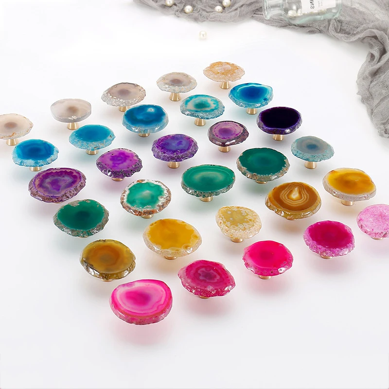 Простые ручки для шкафа в скандинавском стиле из натурального агата |