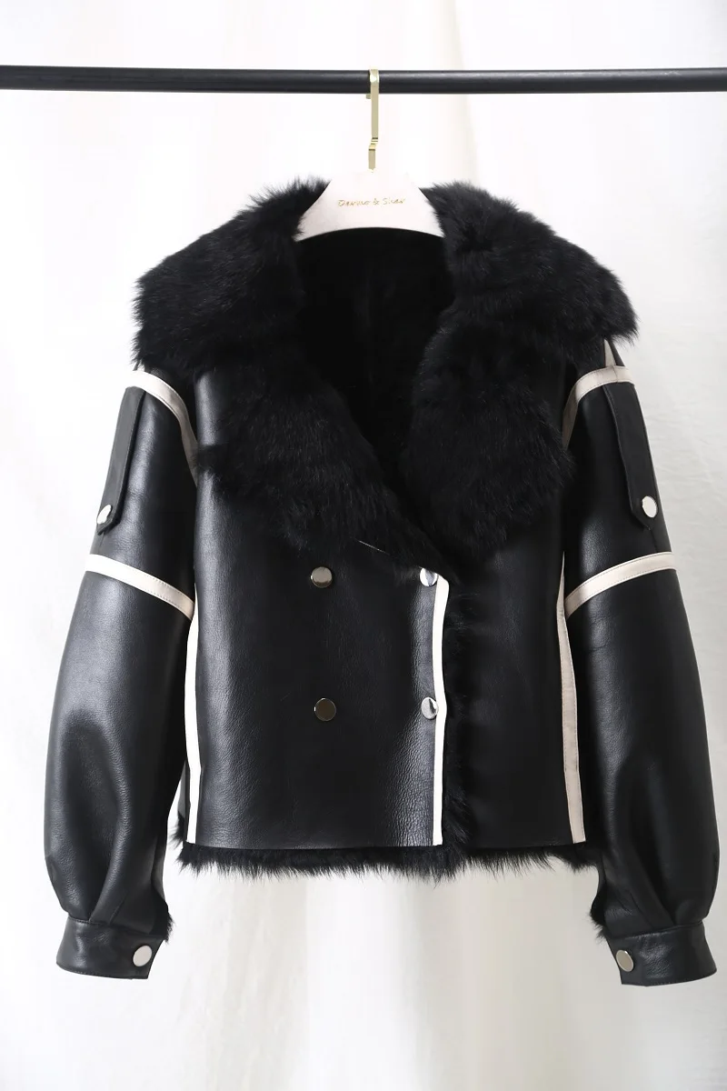 Зимняя женская куртка из натуральной кожи верхняя одежда модная теплая