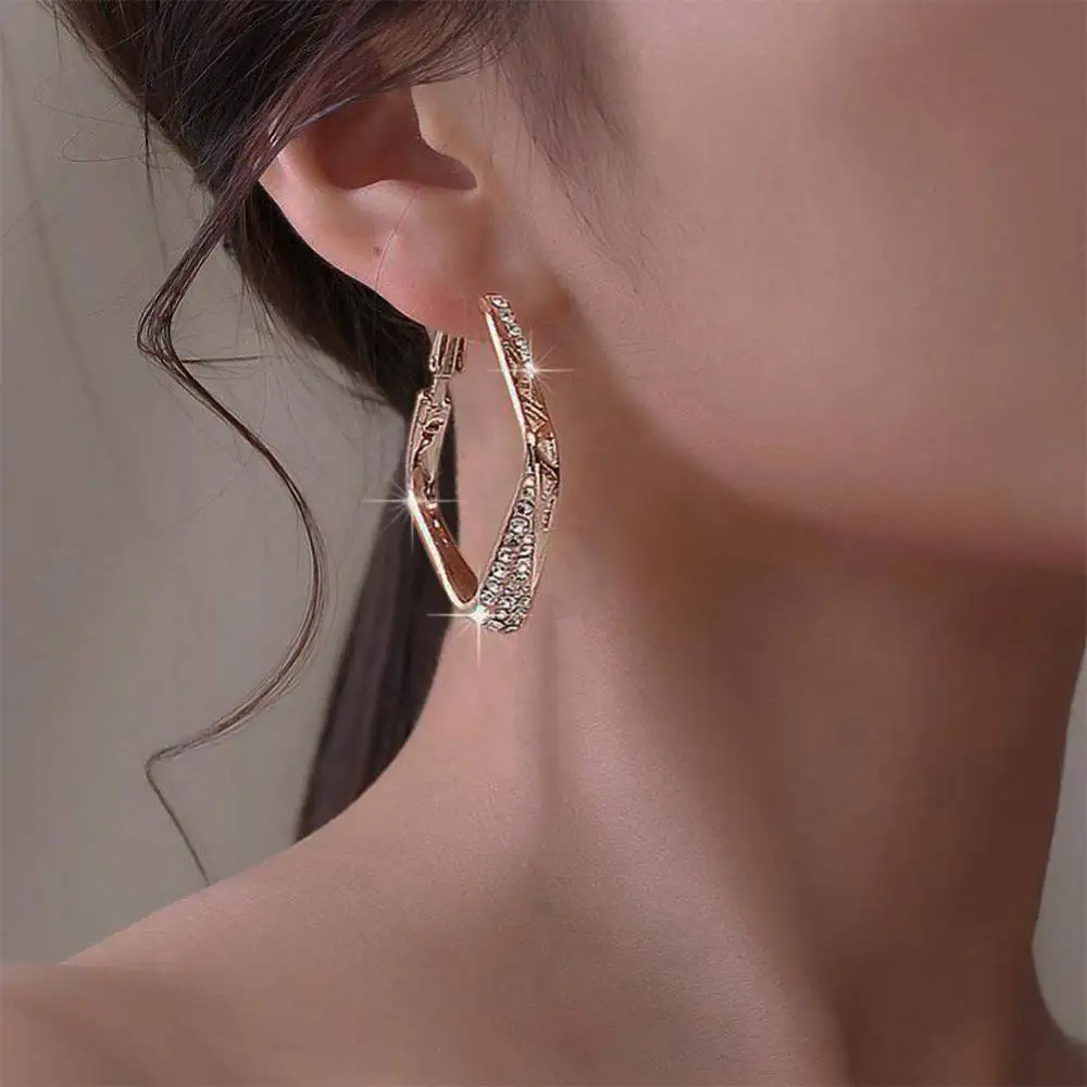 

2021 New Model European Metal Personality Twist Large Ring Women's Earring Jewelry