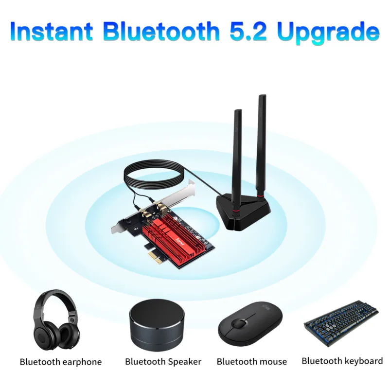 Fenvi 3000 Мбит/с Intel AX210 Wi Fi 6E Адаптерная плата PCIe Bluetooth 5 2 Dual Band 4 г/5G/6 ГГц 802.11ac/ax Win10 MU MIMO