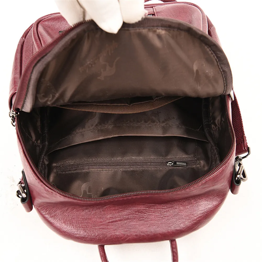 

3 In 1 Women Leather Backpack Luxury Brand Designer School Backpacks Simple Travel Small Bookbag Ladies Leisure Black Knapsack