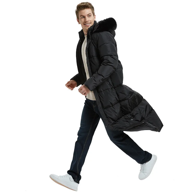 Куртка на белом утином пуху мужское корейское зимнее пальто Мужское с воротником