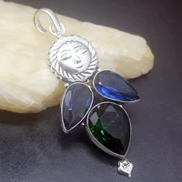 gemstonefactory jewelry big promotion 925 silver elegant green emerald color topaz women ladies gifts necklace pendant 0478