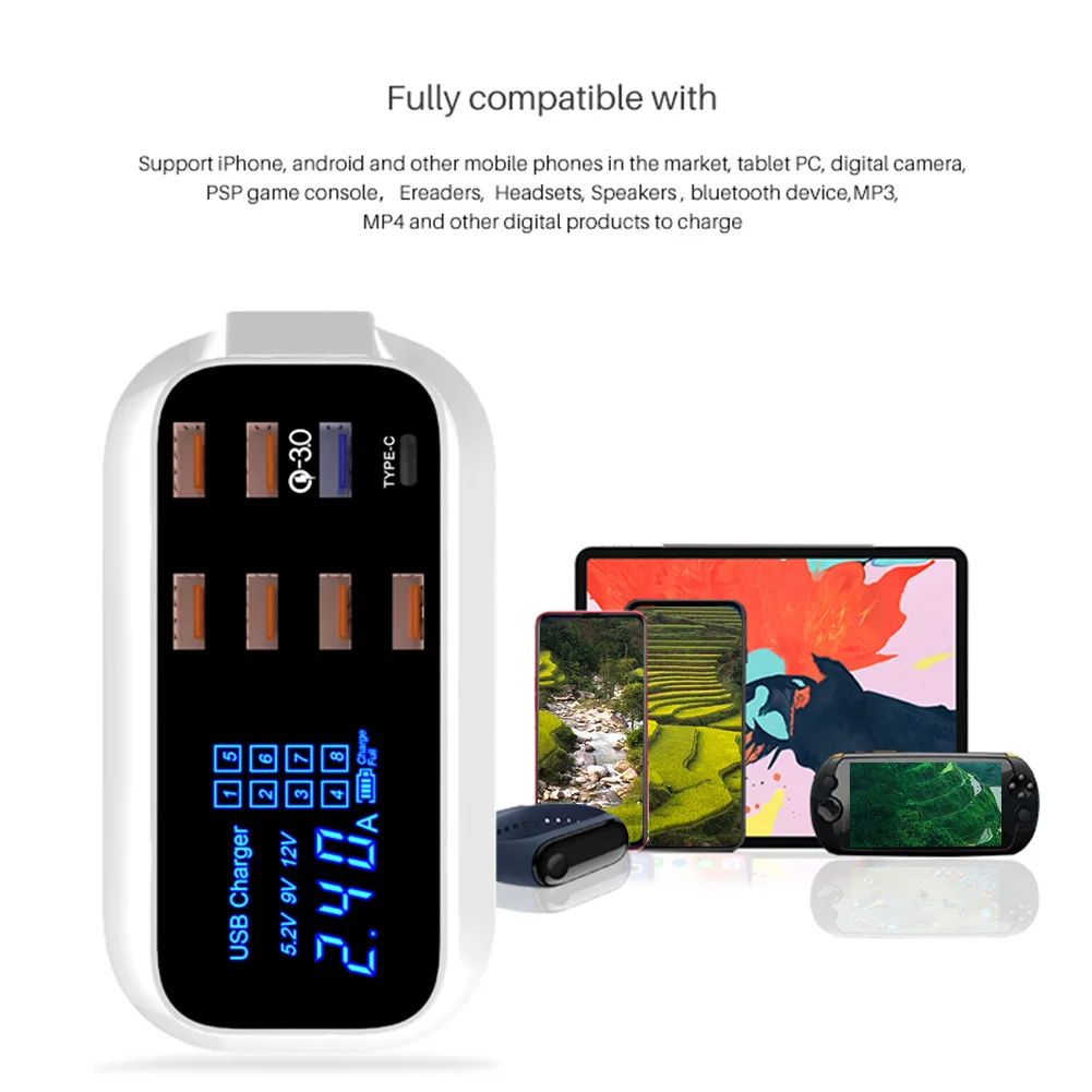 Офисное быстрое многопортовое Зарядное устройство USB для телефона дома lcd type-c