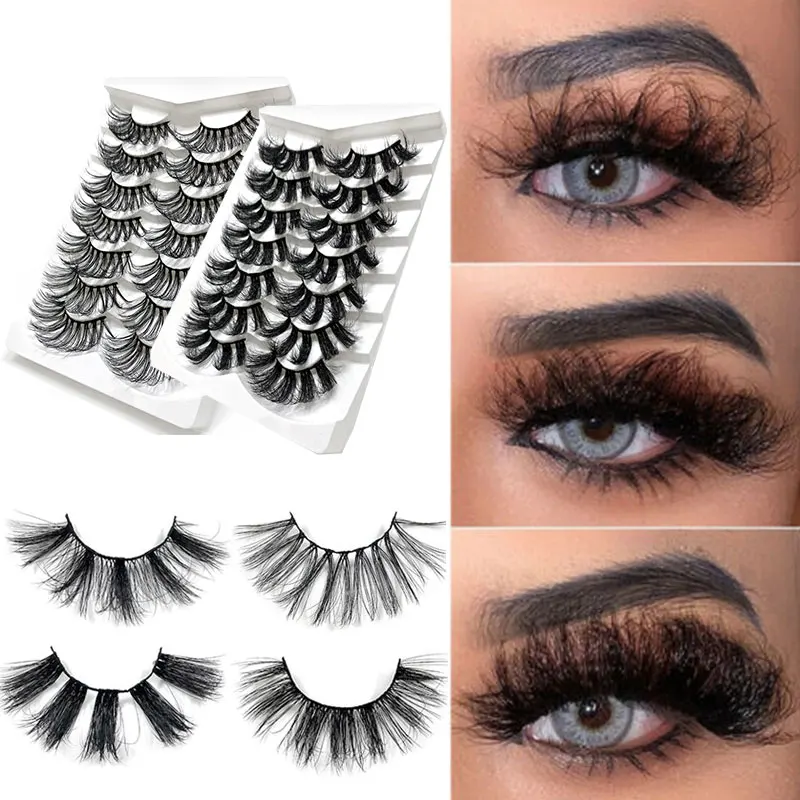 

7 Pairs Eyelashes Faux Mink Eyelashes Long Lasting Fluffy Mink Lashes Dramatic Volume lashes Extension Thick Long Lashes