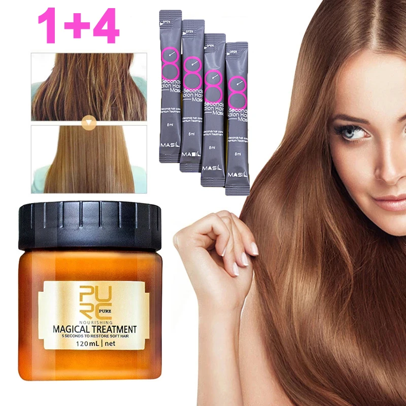 

60/120ml PURC Magical Keratin Hair Treatment Mask Effectively Repair Damaged Dry Hair 5 Seconds Nourish & Restore Soft Hair