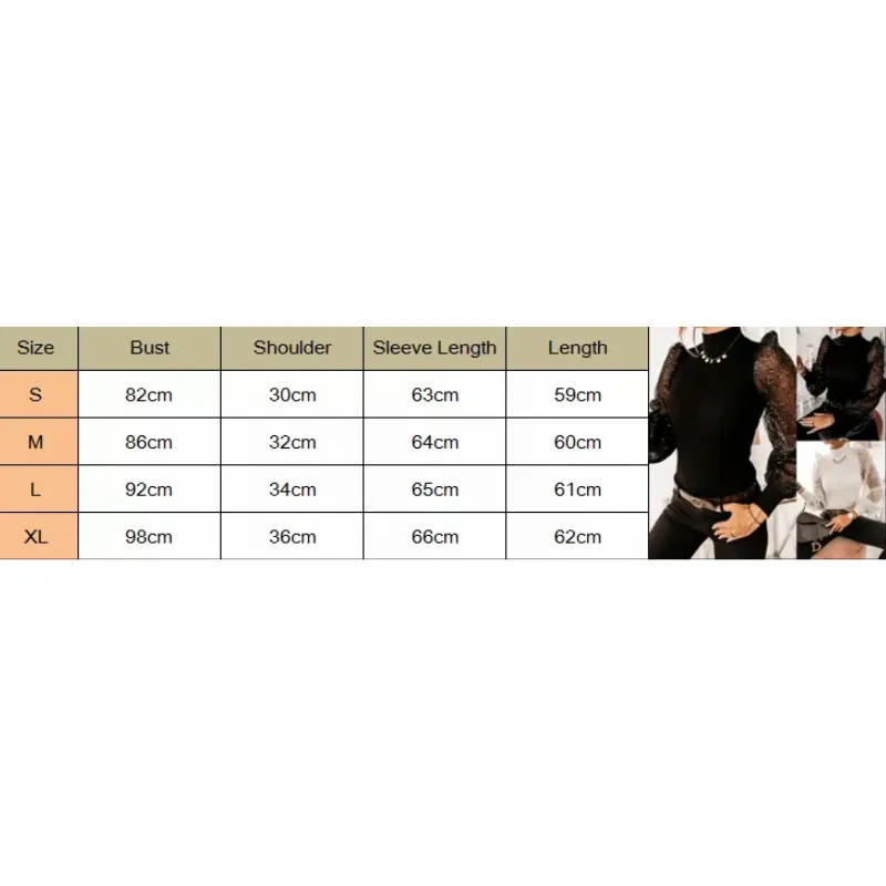 

Women Spring Knitted Puff Mesh Sleeve OL Blouse Tops Ladies Long Sleeve Pullover Turtleneck Jumper Tops