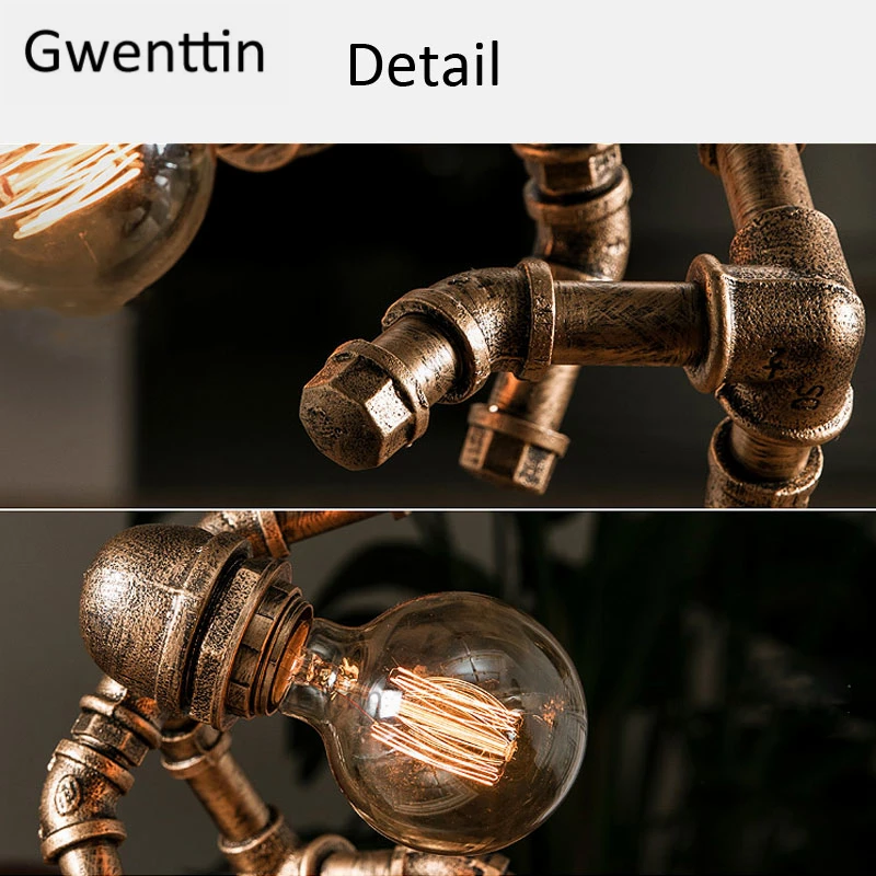 Винтажные настольные лампы в стиле робот с водопроводной трубкой светодиодная