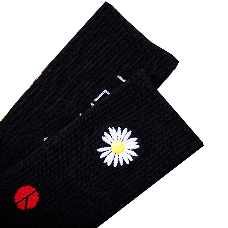 Модные Хлопковые женские носки с принтом корейские брендовые вышитыми