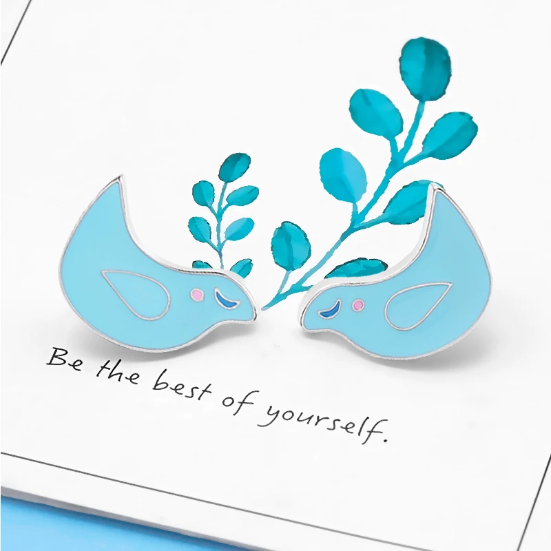 Peace Dove синяя голубь птица на эмали булавки животное Броши рюкзаки рубашка куртки