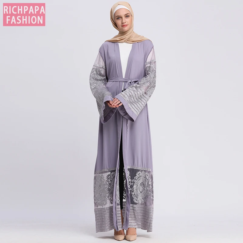 Кардиган абайя 2019 кружевное бархатное мусульманское хиджаб платье Турецкая