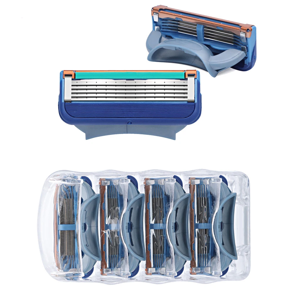 illettee Best Quality 4pcs/lot Professional 5 Layers Shaving Razor BladesПятислойное лезвие бритвы Compatible For Men Face