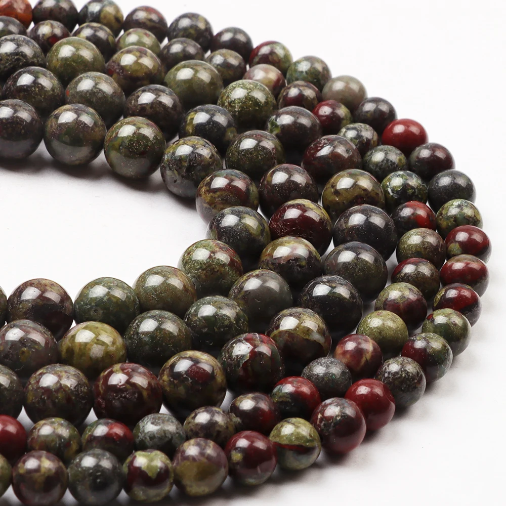 

Natural Round Stone Beads Gemstone Smooth Loose Beads For Jewelry Making Bracelet Natural Dragon Blood Stone Beads