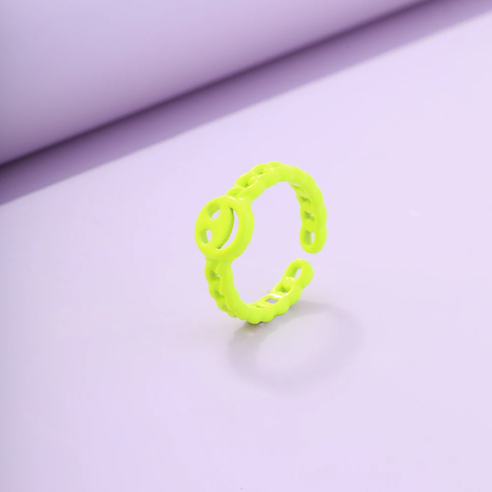 

BEAUTY LAYER Women's Happy Hollow Smiley Ring Neon Alloy Adjustable Ring Falling Sweet Romantic Party Girl Jewelry Wholesale