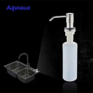 Aqwaua кухонный дозатор мыла для кухонной раковины, встроенная бутылка для мыла из нержавеющей стали, жидкий насос, матовый или черный цвет