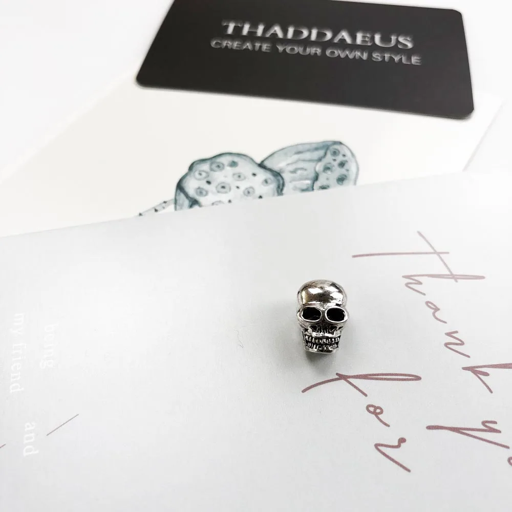 Бусины в форме черепа 925 Стерлингового Серебра Талисманы подходит браслет