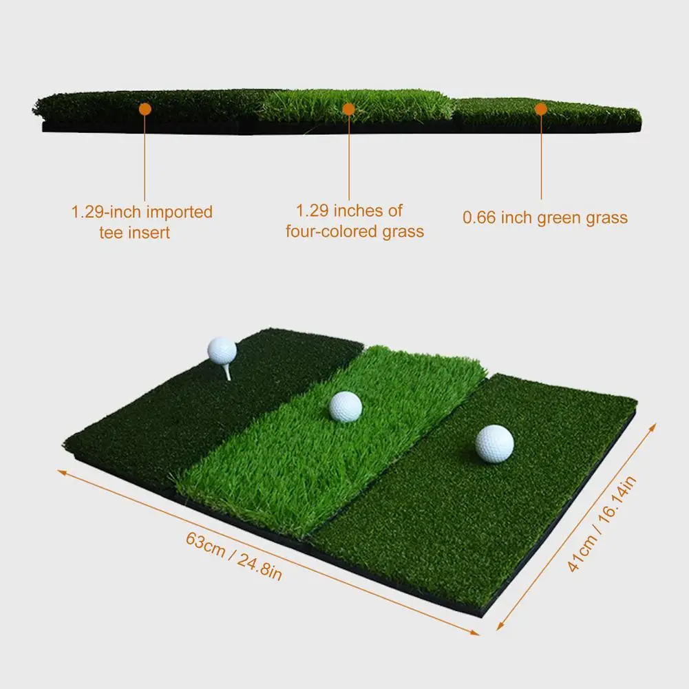 

24.8x16.54in Golf Hitting Practice Mat Indoor Backyard Foldable NBR Bottom + PE Grass Golf Turf Chipping Mat