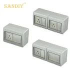 Наружный водонепроницаемый выключатель света, пыленепроницаемый наружный настенный выключатель, 124 кнопочный выключатель питания, настенная розетка 10 А 250 В