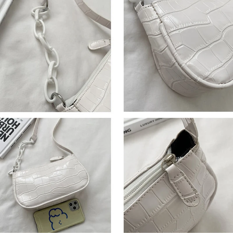 

Luxury Chains Baguette Bag Women Alligator Pattern Shoulder Bag French Lady Armpit Bag Designer Shoping Handbag Pouch