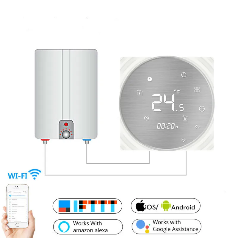 

Умный термостат с Wi-Fi, контроллер температуры водяного/газового котла Smart Life/Tuya, программируемый еженедельно, работает с Alexa Google home